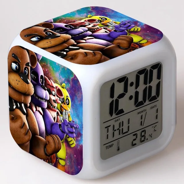 FNAF World Digital Alarm Clock Night Light LED 7 Color Change reloj