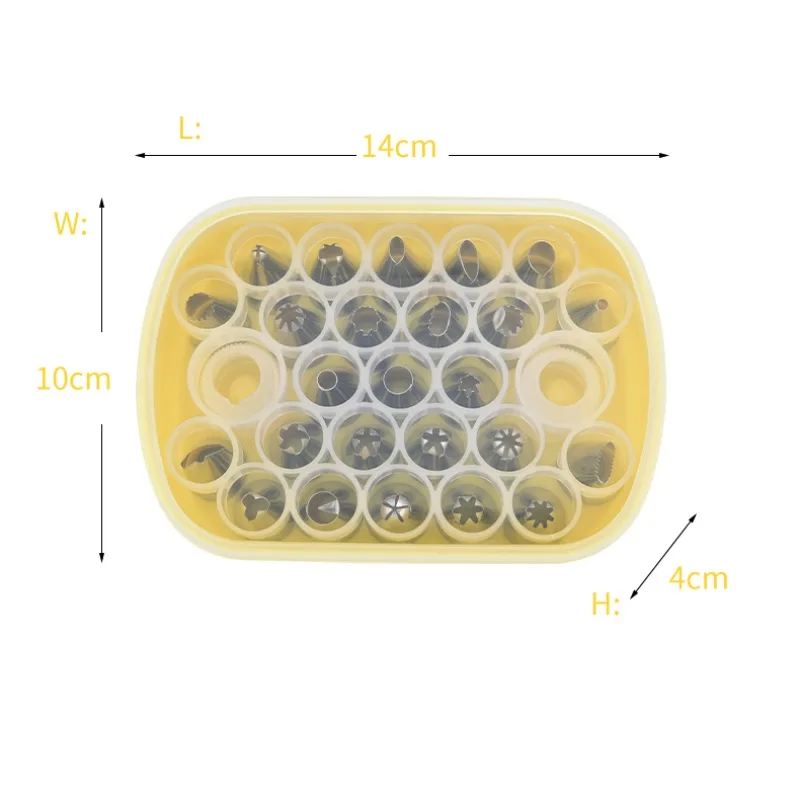 Товары для украшения торта набор 25 шт. профессиональные наконечники для глазировки из нержавеющей стали DIY с 2 многоразовыми муфтами и футляром для хранения