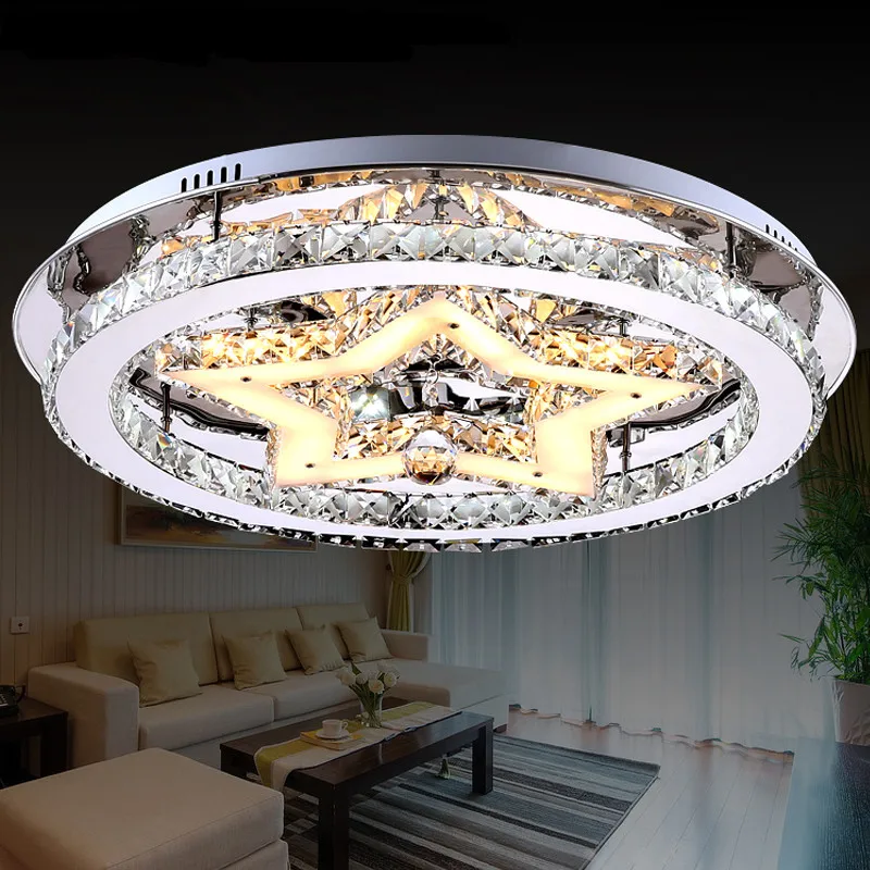

Modern start round LED crystal ceiling lamp atmosphere living room lamp crystal ceiling lamp creative bedroom lamp ZA ZL486
