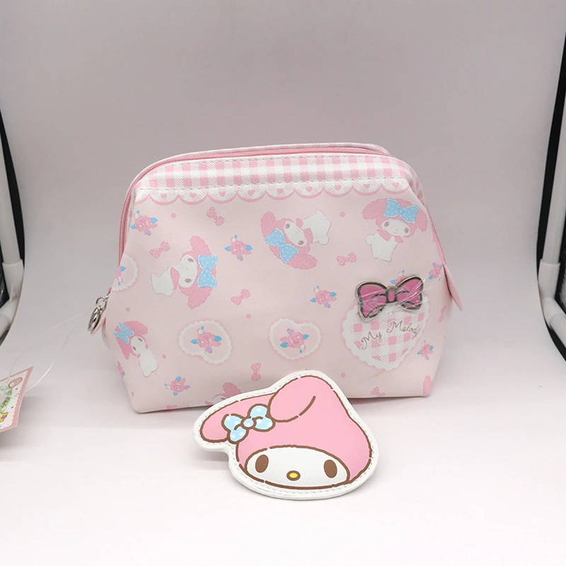 

Free shipping fashion Genuine pink my melody travel cosmetic bag cases High quality PU make up bag toiletry bag functional bag
