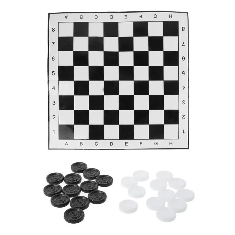 

Portable International Chess Checkers Foldable Draughts White & Black Board Game
