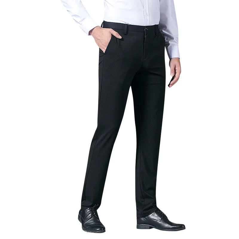 

BROWON 2019 Men Summer Fashion Business Pants Slim Casual Long Pants Suit Pants Male Elastic Straight Formal Trousers Plus Size