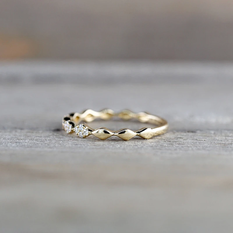 14 к желтое золото DF Муассанит муассанит обручальное кольцо общая лаборатория Алмаз пасьянс Свадьба для женщин