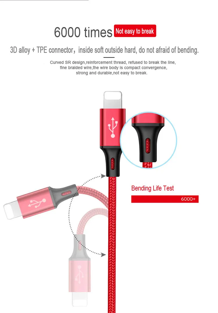 NOHON Micro type C USB кабель type-C 8pin 3 2 в 1 для iPhone 7 6 6S Plus iOS 10 9 8 Android Xiaomi LG кабель быстрое зарядное устройство кабели