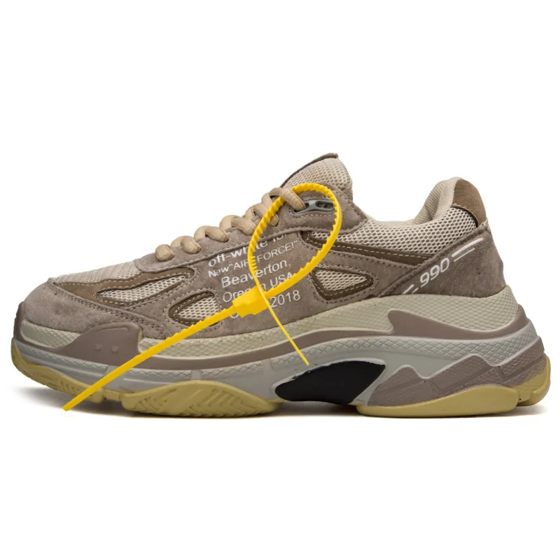 

2019 Spring New Fashion Casual Shoes Men's Classic Suede Mesh Breathable Clunky Sneakers Retro Platform Shoes
