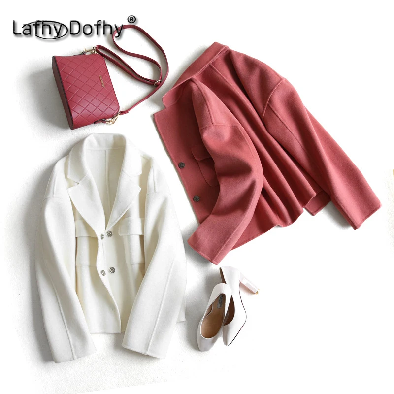 Solide Femmes camel Rouge Double Bleu À Mode Laine Pardessus 100 Top Chaud Casual blanc Qualité Haute Cachemire La Japon corail Manteau Dame Main Face 114 2018 Couleur PaWqFqnI
