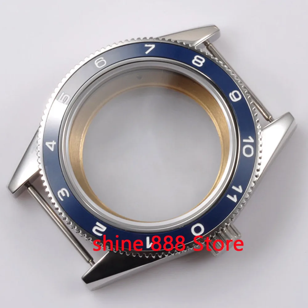 

41mm blue ceramic bezel sapphire cystal Watch Case fit ETA 2824 2836 MOVEMENT