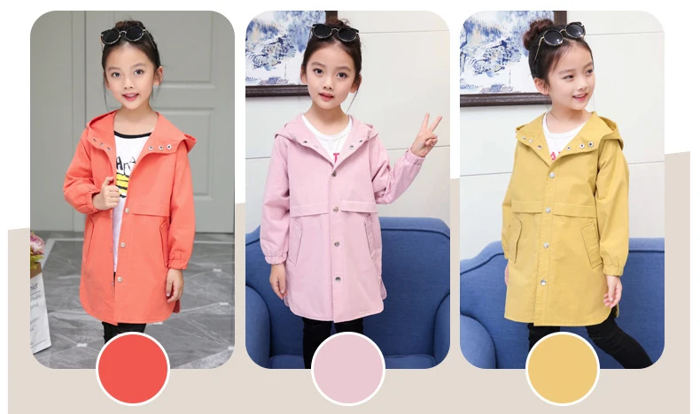 Dollplus/плащ для больших девочек; хлопковая одежда; Детское пальто; Весенняя верхняя одежда для больших детей; Осенняя длинная одежда; куртки с капюшоном
