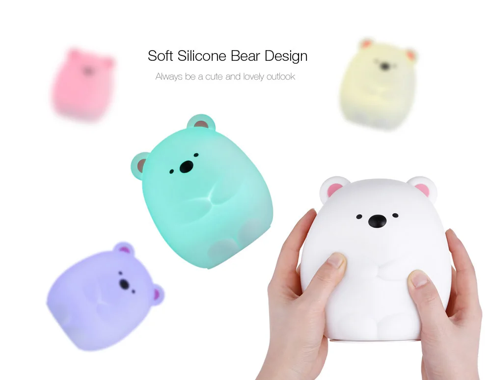 JM - 03 LED Rechargeable Silicone Bear Night Light Tap Control for Bedroom Living Room