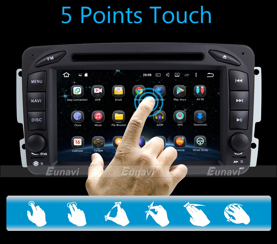 Flash Deal Eunavi 7" 2 Din Android 8.0 Car DVD Radio multimedia Player GPS Navi For Benz C-Class W203 W209 G-Class W463 A Class W168 Vito 8