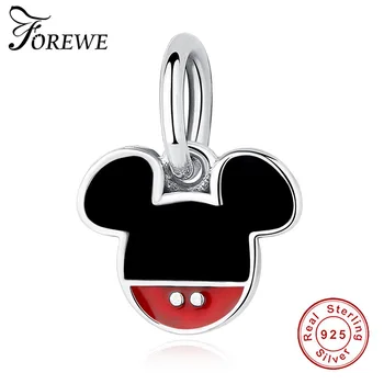 

FOREWE 925 Sterling Silver Cute Cartoon Minnie Charm Beads Fit Original Pandora Bracelet Charms Silver Jewelry Accessories