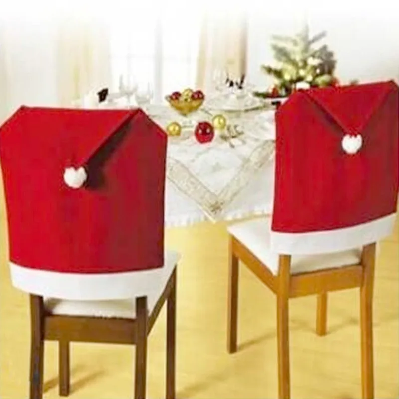 Новое поступление, шапка Санта Клауса, рождественские покрытия для стула, красные шляпы для обеденного стола, вечерние украшения для дома, рождественские украшения