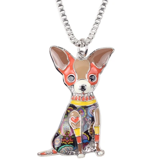 Bonsny Макси заявление металлического сплава Чихуахуа собака колье ожерелье цепь воротник кулон Мода Эмаль украшения для женщин