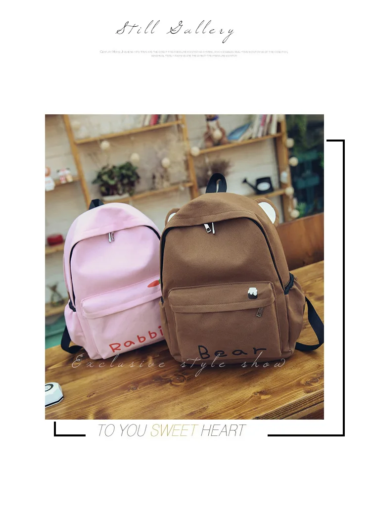 HISUELY Fashion Canvas Backpack Cartoon Rabbit Ears Back pack Women Casual Students School Bags Student Rucksack Collenge Style best stylish backpacks for college