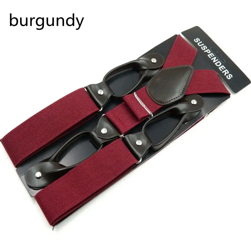 Burgundy Pants Suspenders for men