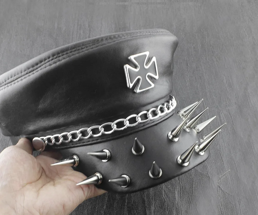 Классные! Железный крест огромный Revit мужские из натуральной кожи байкер панк рокер кепки шляпа Cp12
