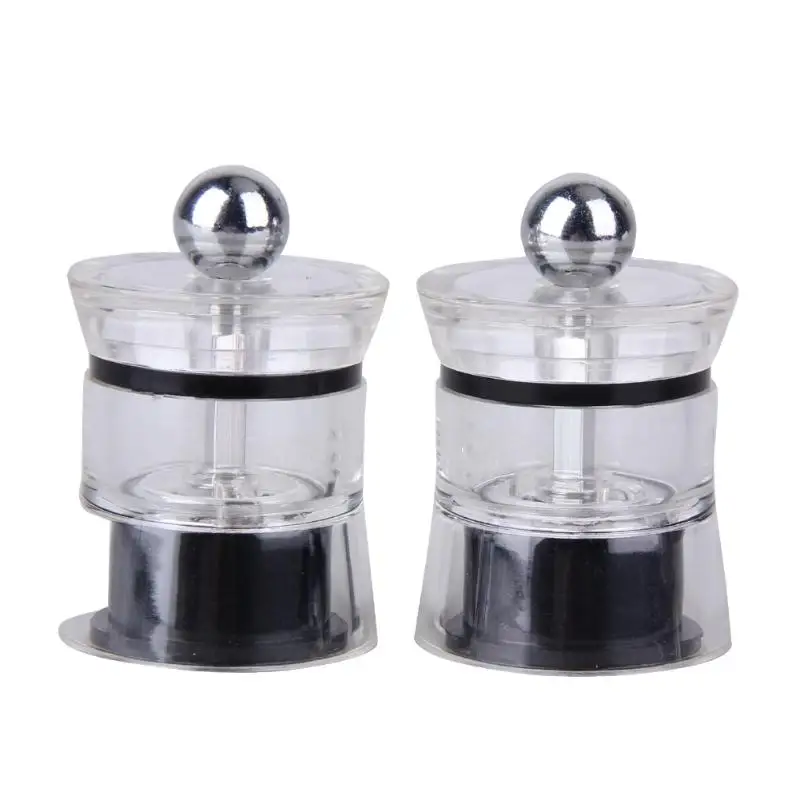 2Pcs Mini Manual Salt Pepper Mill Grinder Kitchen Salt Pepper Grinding