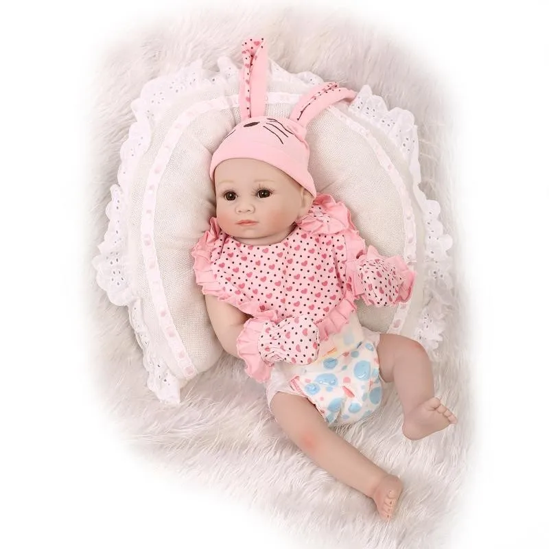 

bath doll toys gift bebe bonecas reborn 20" full silicone baby dolls bear headed girl doll reborn children