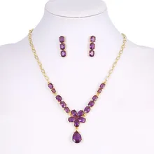 New Wholesale Wedding Flower Crystal Pendants Jewelry Sets For Women Necklace Earrings Set