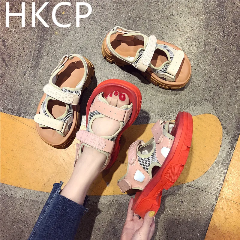 

HKCP 2019 Rome new women's sandals fashion women's comfortable all-in-one high school shoes summer beach shoes C259
