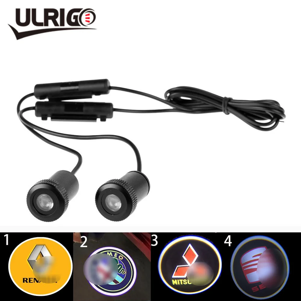 

2PCS LED Car door welcome light courtesy led car laser projector Logo Ghost Shadow Light For ALFA SEAT MITSUBISH Embleme lumiere