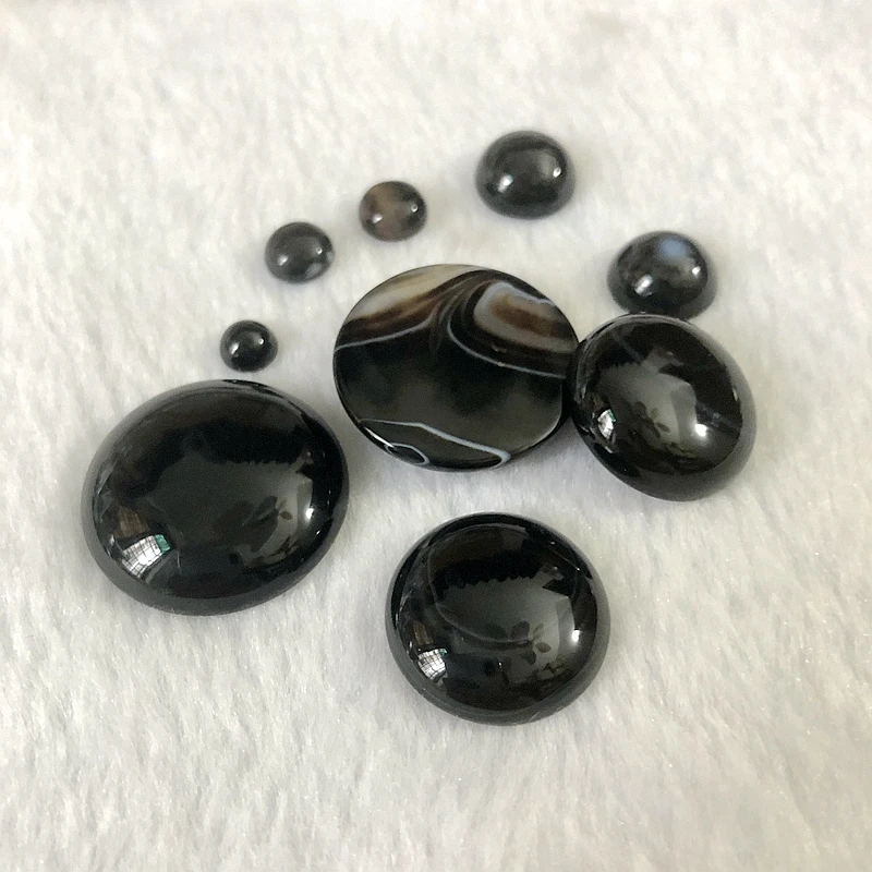 Black Onyx 8mm Round High-Dome Cabochon