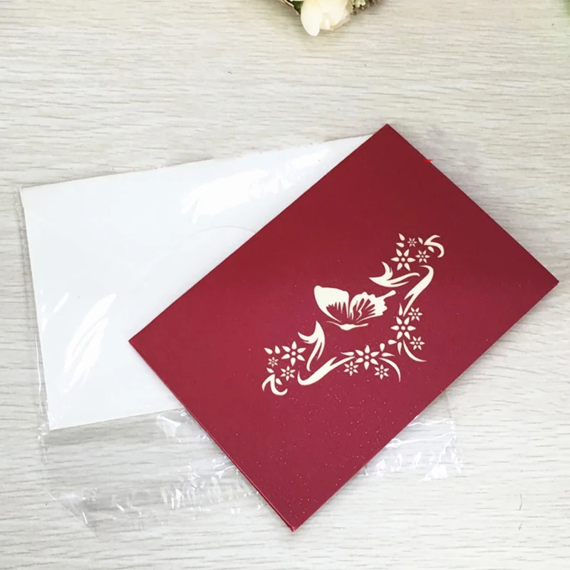 1pcs Love Flower Basket Laser Cut Origami Paper 3D Pop UP Cards Greeting Cards Arts Post Cards Valentine's Day Birthday Gifts (5)