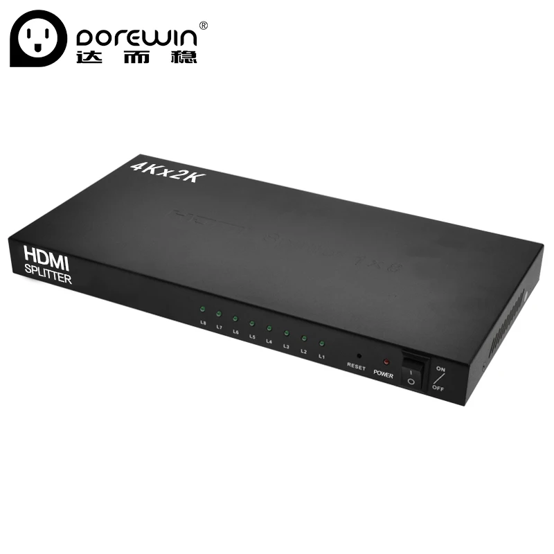 Dorewin HDMI Splitter 8 Порты и разъёмы 1x8 коммутатор 4 К 1080 P 2.0 Дистрибьютор адаптер для HDTV