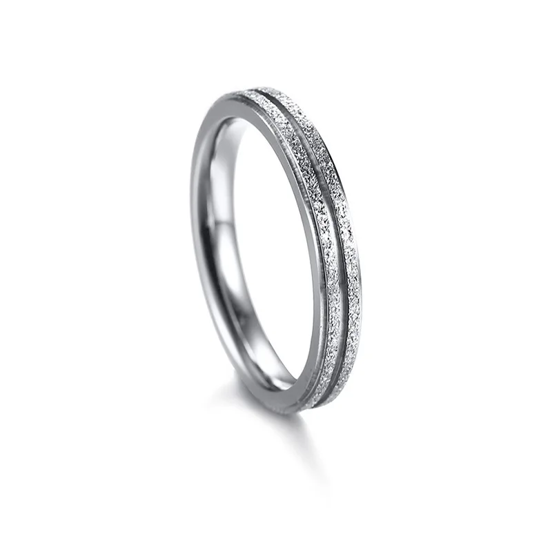 Серебряное кольцо для пары из нержавеющей стали для женщин/мужчин, двухрядные матовые кольца, ювелирные изделия из титановой стали - Цвет основного камня: 3mm