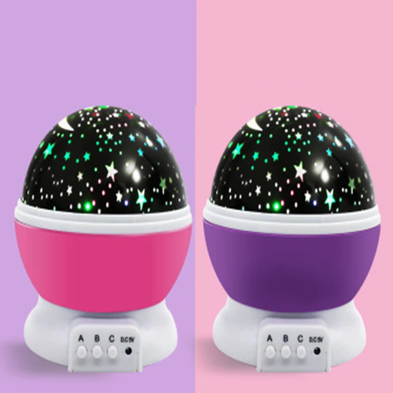 Romantic Star Sky USB LED Rotating Night Light Moon Battery Operated