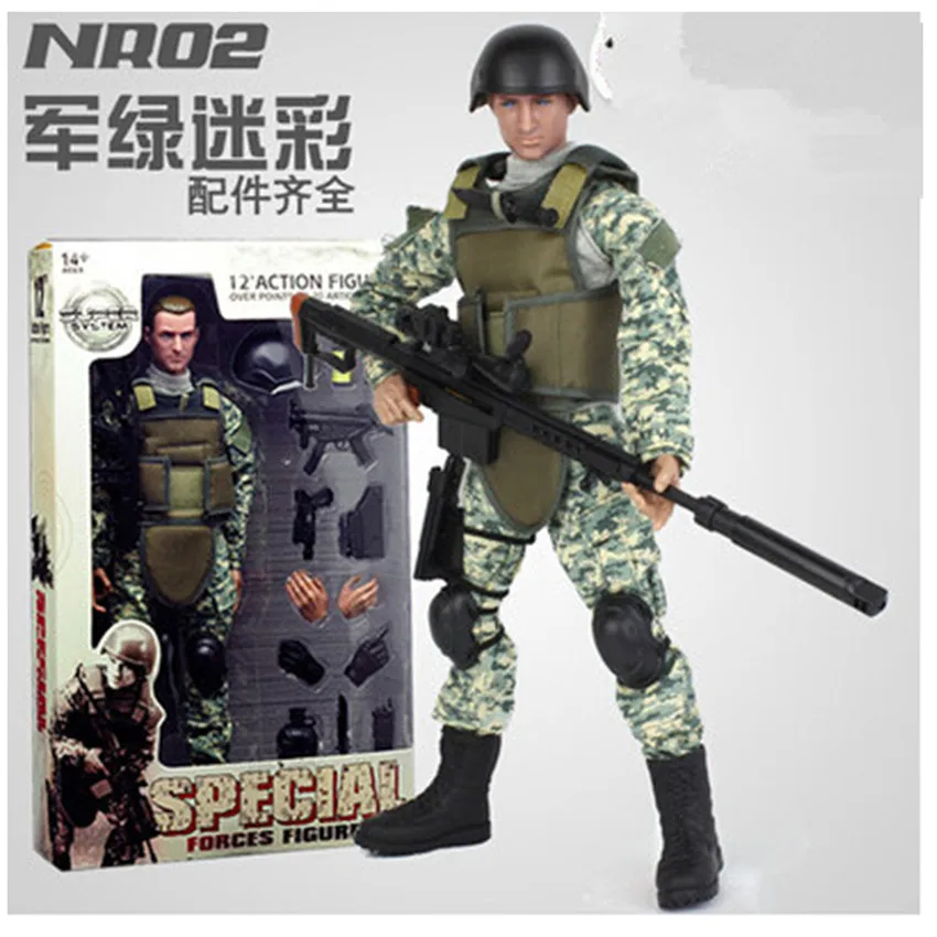New Design 1pcs 12" 1/6 SWAT Black Uniform Military Army Combat Game