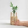Ensemble de vases en verre en forme de Tube, bouteille de fleurs transparente avec étagère en bois support en bois, récipient hydroponique en verre pour fleurs, décoration de la maison ► Photo 1/5