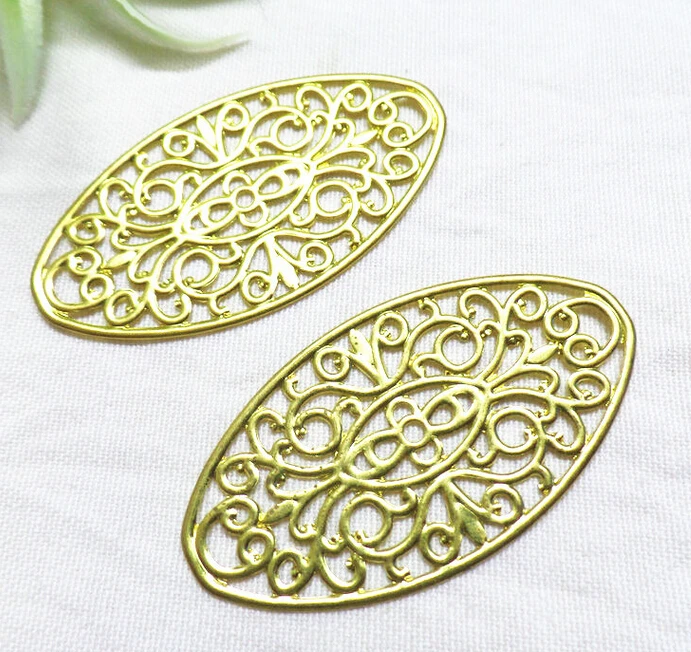 100pcs/lot 27*50mm brass flower filigree wrap EARRING findingsearring