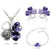 Crystal Clover 4 Leaf leaves heart pendant Jewelry sets necklace earrings bracelet women lover cute romantic gifts  ► Photo 3/6