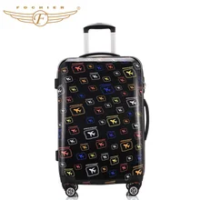 1 Piece 20 24 28 Hardside ABS PC Lightweight Travel Rolling Luggage Suitcase Air-craft Printing Universal 4 Wheels Fochier XQ005