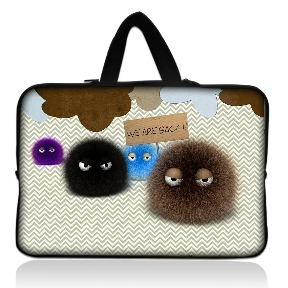 Fuzzy Ball 14" Soft Neoprene Laptop Sleeve Case Bag Cover+Hide Handle