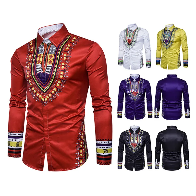 2018 г. Лидер продаж, модные брендовые Для мужчин рубашка с длинными рукавами в стиле ретро Цветочный принт Для мужчин s рубашки Повседневное