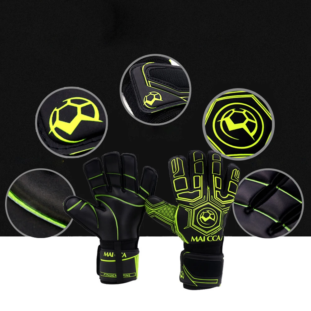 Утолщенной нескользящей вратарские перчатки латексные взрослых с пальца протектор вратарские перчатки тренировочное оборудование для футбола Футбол
