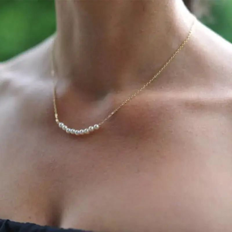 Простое Ожерелье из натурального пресноводного жемчуга золотого цвета, женское Очаровательное ожерелье