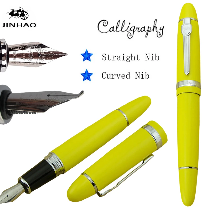 

Yellow Calligraphy Fountain pen, Curved Nib / Straight Nib 0.7MM Free shipping