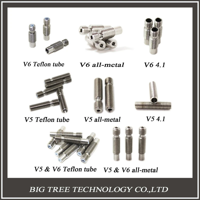 8タイプ 3dプリンタノズルスロートとteflontoチューブまたはすべて金属または4 1ミリメートルスルーホール1 75ミリメートル3 0ミリメートル3d V5 3d V6 J ヘッド 3d Printer Nozzle Throat 3d V6j Head V6 Aliexpress
