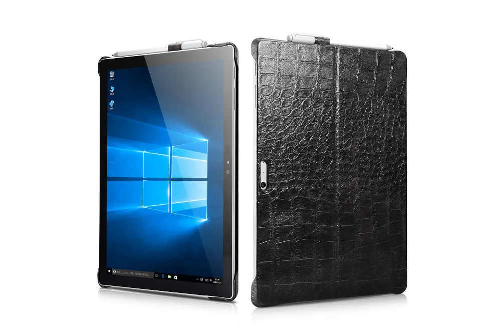 (1PC) icarer Cover For Microsoft Surface Pro 4 12 Case Sleeve Business Pouch New Embossed Crocodile pattern Genuine Leather Foli