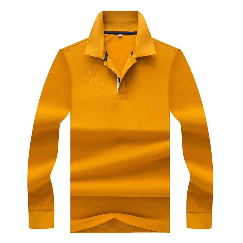 AIRGRACIAS с длинным рукавом тенниски Для мужчин новые осенние Повседневное Для мужчин s топы тонкий хлопок 6 Цвет мужской Брендовое поло; одежда M-3XL - Цвет: Цвет: желтый