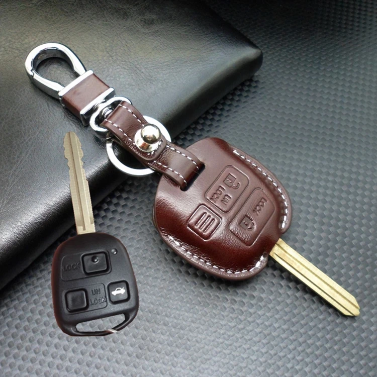 Кожаный чехол для ключей для Toyota Prado Camry xv40 Rav4 костюмы для Lexus LS LX RC RX 2 3 кнопки брелок крышка Держатель Для Ключей аксессуары