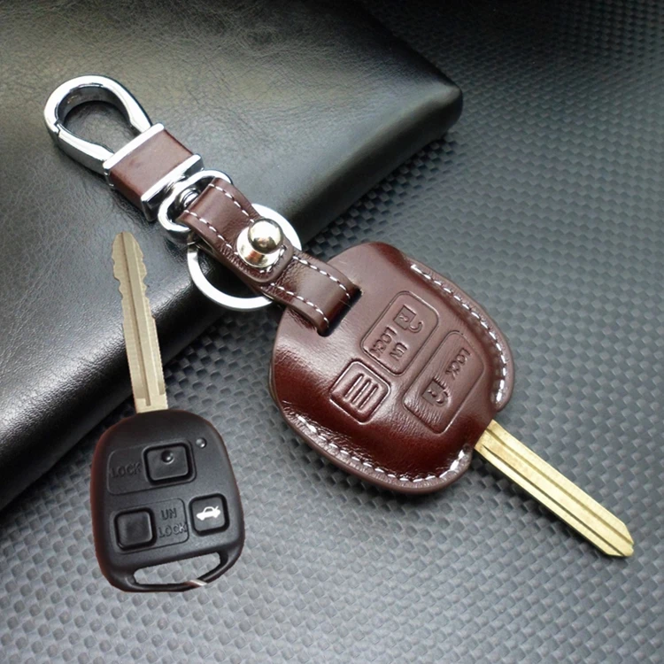 

Leather Key Case for Toyota Prado Camry xv40 Rav4 suits for Lexus LS LX RC RX 2 3 Buttons Key Fob Cover Key Holder Accessories