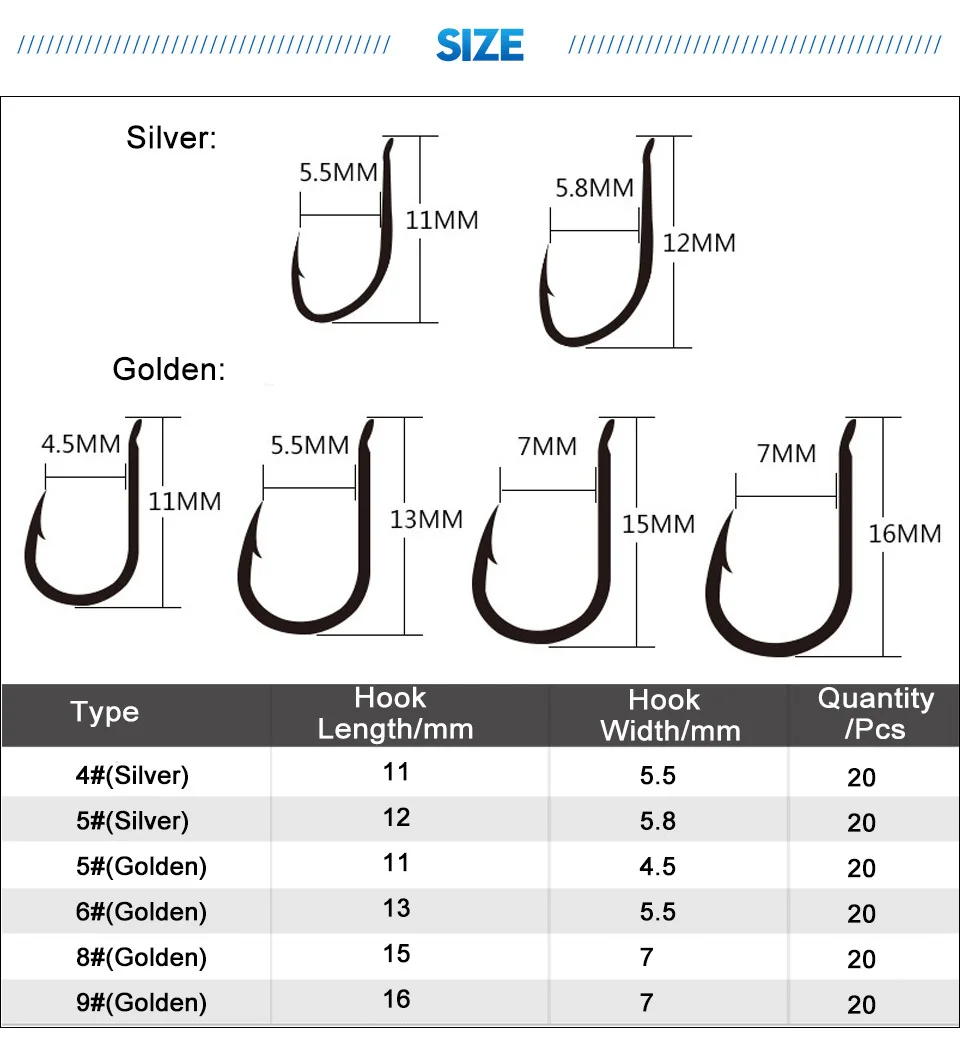 GLUREE-120PcsSet-Fishing-Hook-Kit-Barbed-Carbon-Steel-Fishhooks-Set-Fresh-Water-Carp-Fishing-Tackle-Box-Golden-Silver_03