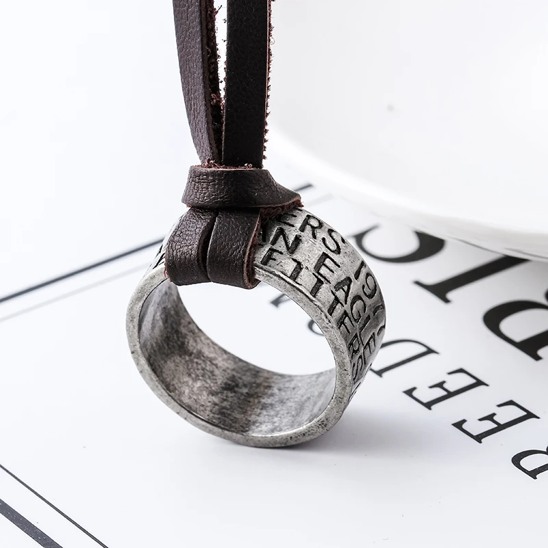 

Vintage Leather cord R ing Pendant Necklaces for Women Men Football Fans Gift Eagles R ing
