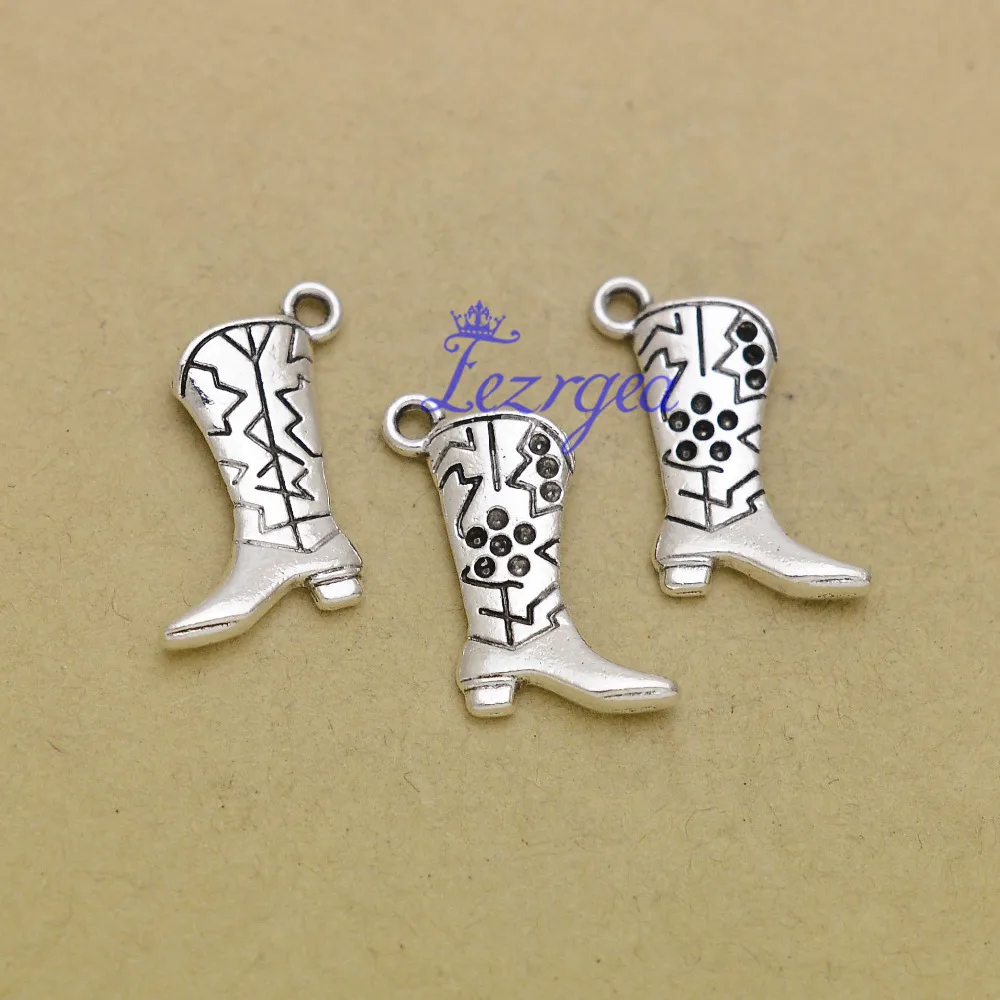 35pcs/lot 23x14mm, shoe charms, Antique silver plated double side shoe