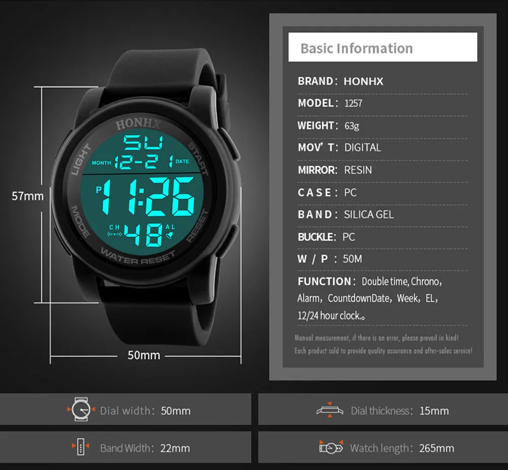 Honhx горячая распродажа мужские цифровые наручные часы на резиновом ремешке Водонепроницаемый Секундомер Дата Часы мужские Lcd военные часы relogio reloj# BL3