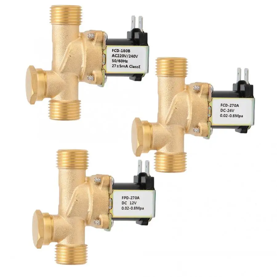 Электрический клапан G1/" Нормально закрывающийся латунный соленоидный электромагнитный клапан входной переключатель воды